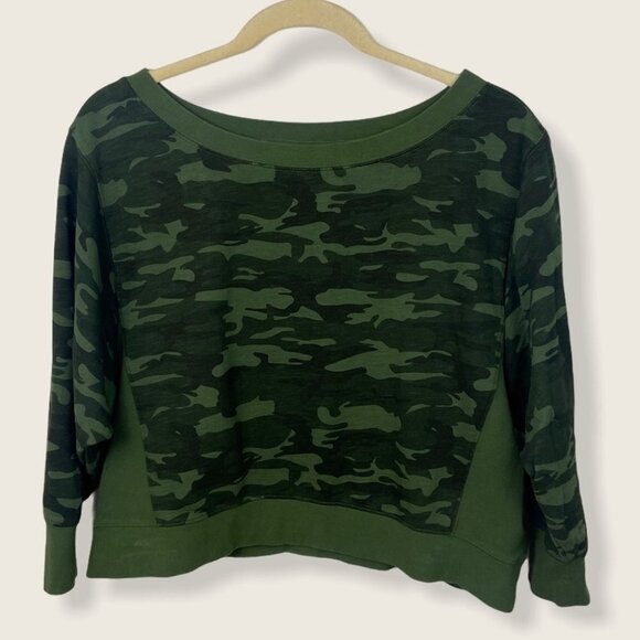 Good American Green Camo Sweatshirt Size XL Camouflage Revolve Boxy Athletic Top - Picture 5 of 12